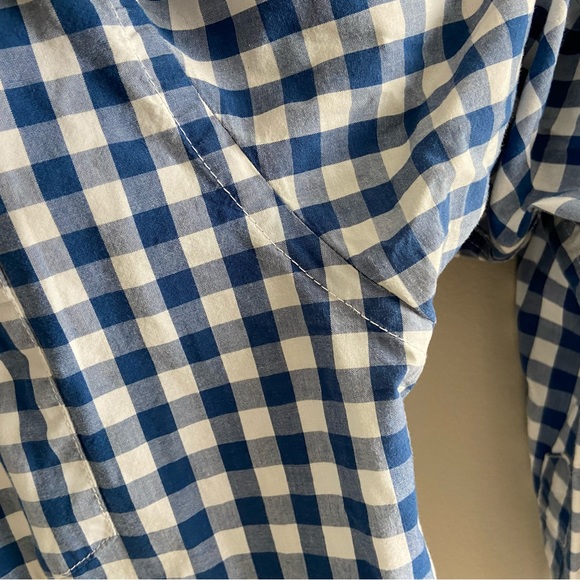 Old Navy Blue and White Checkered Gingham Classic Oxford Button Up Shirt size L - Picture 4 of 6